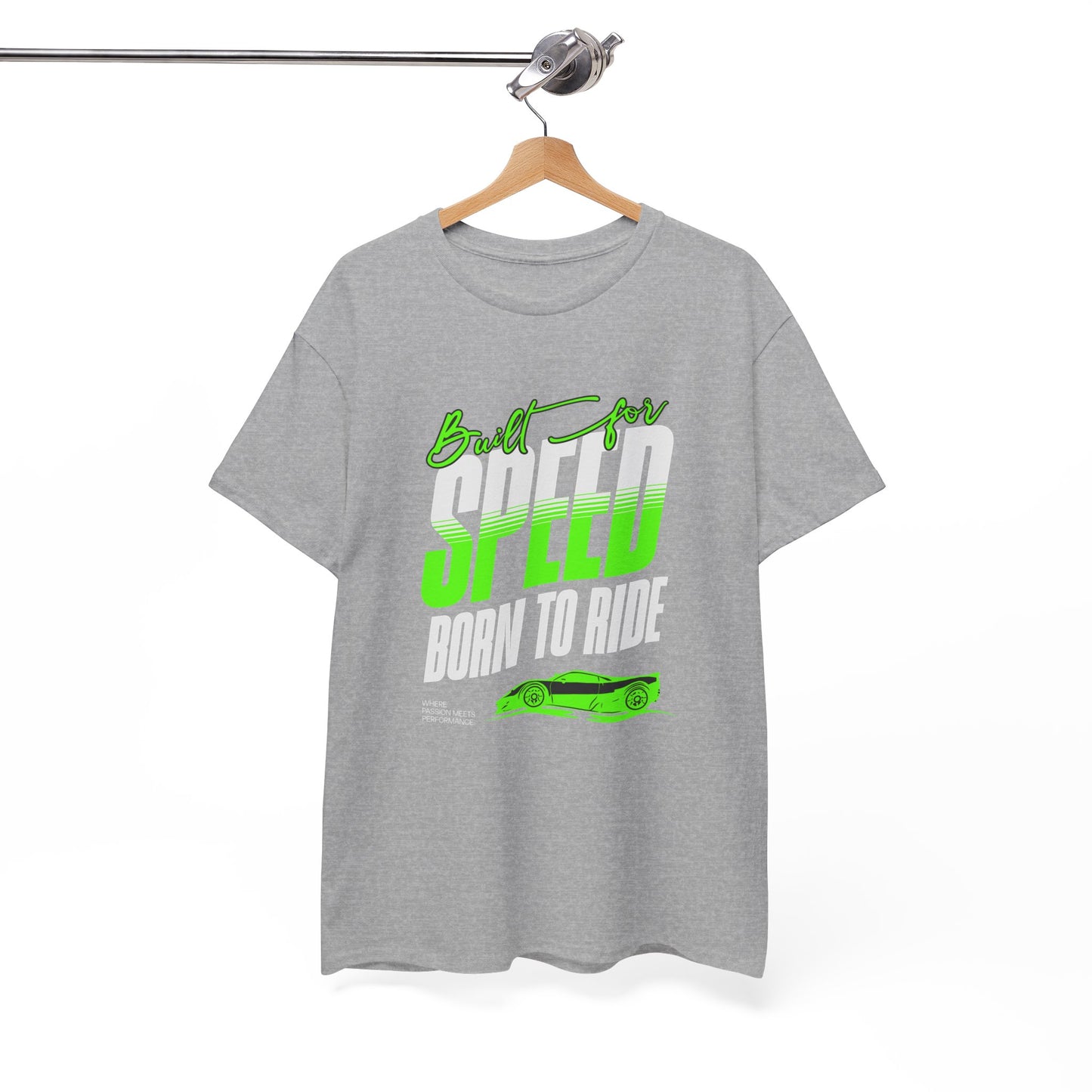 T-Shirt Voiture Racing Homme Femme – Tee Shirt Speed Born To Ride – Cadeau Passion Auto Noir Gris