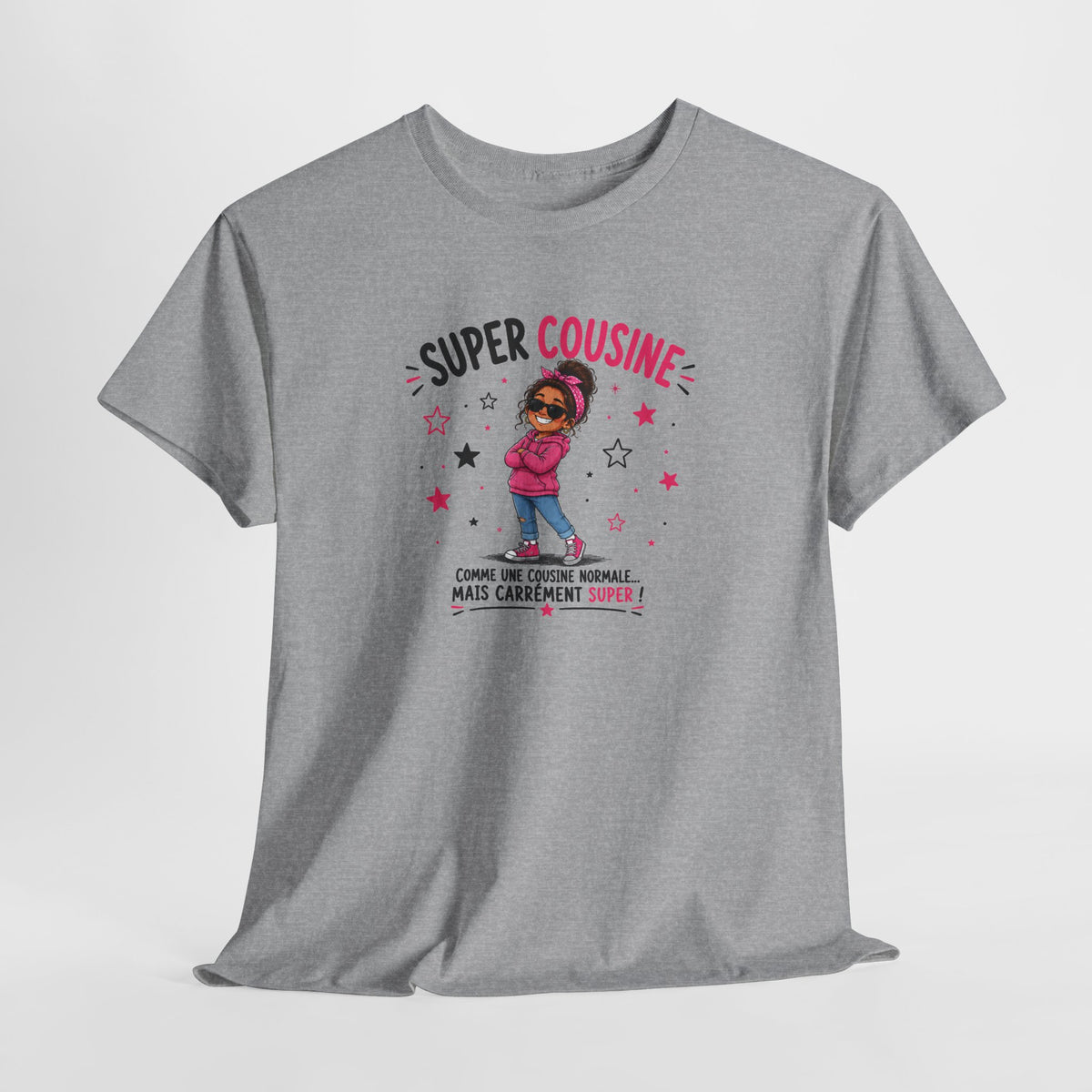 Tee Shirt Super Cousine Femme – Comme une Cousine Normale Mais Carrément Super – T-Shirt Humour Famille Cadeau Original
