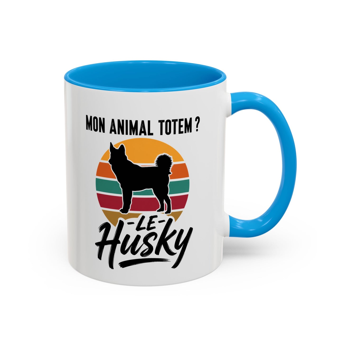 Mug Husky Homme et Femme – Tasse Chien pour Maître et Maîtresse – Cadeau Amoureux du Husky – Idée Cadeau Propriétaire et Passionné de Chiens – 325 ml Noir Bleu Rouge