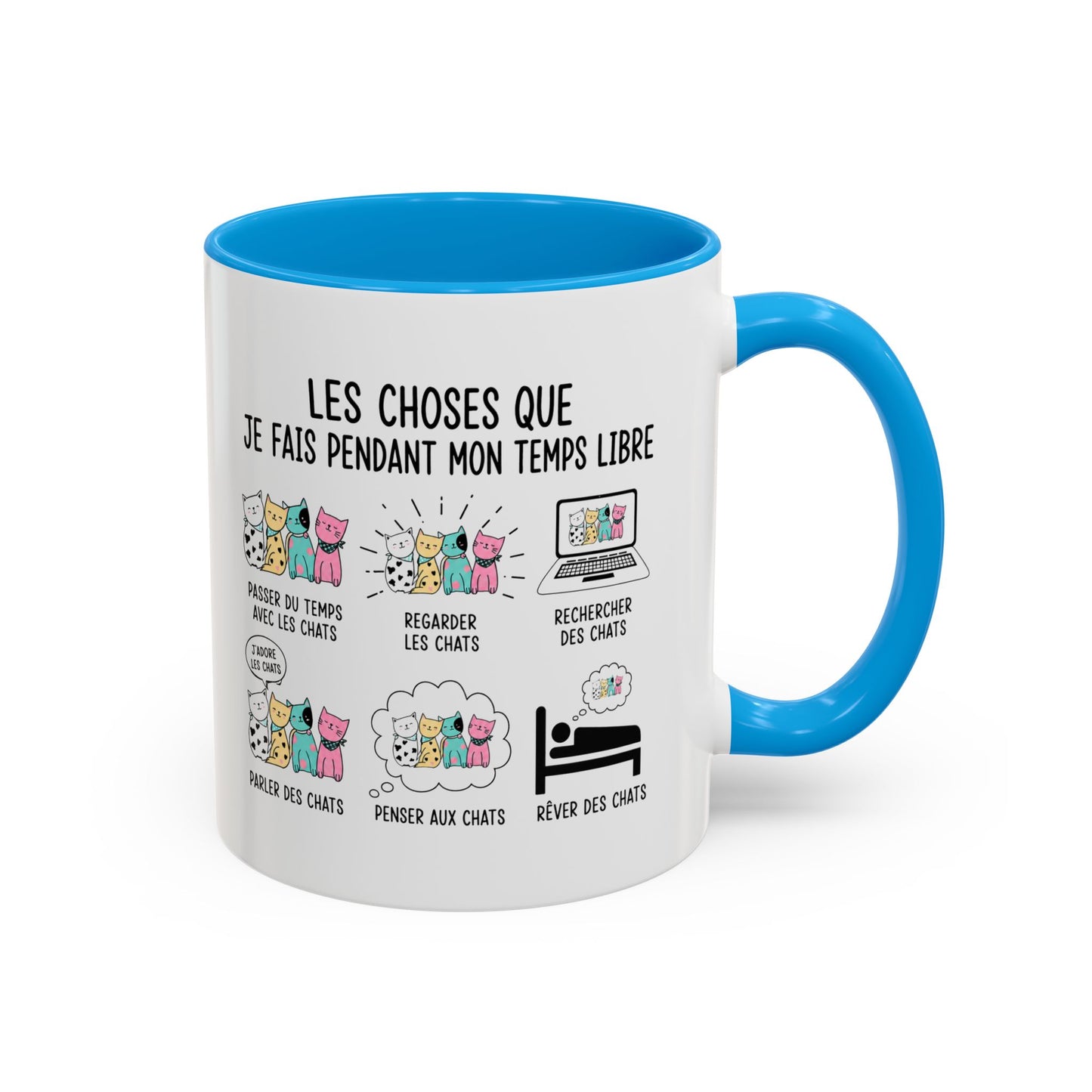 Tasse Humour Chat Homme et Femme – Les Choses Que Je Fais Pendant Mon Temps Libre – Mug Amoureux des Chats – Cadeau Original – Céramique 325 ml
