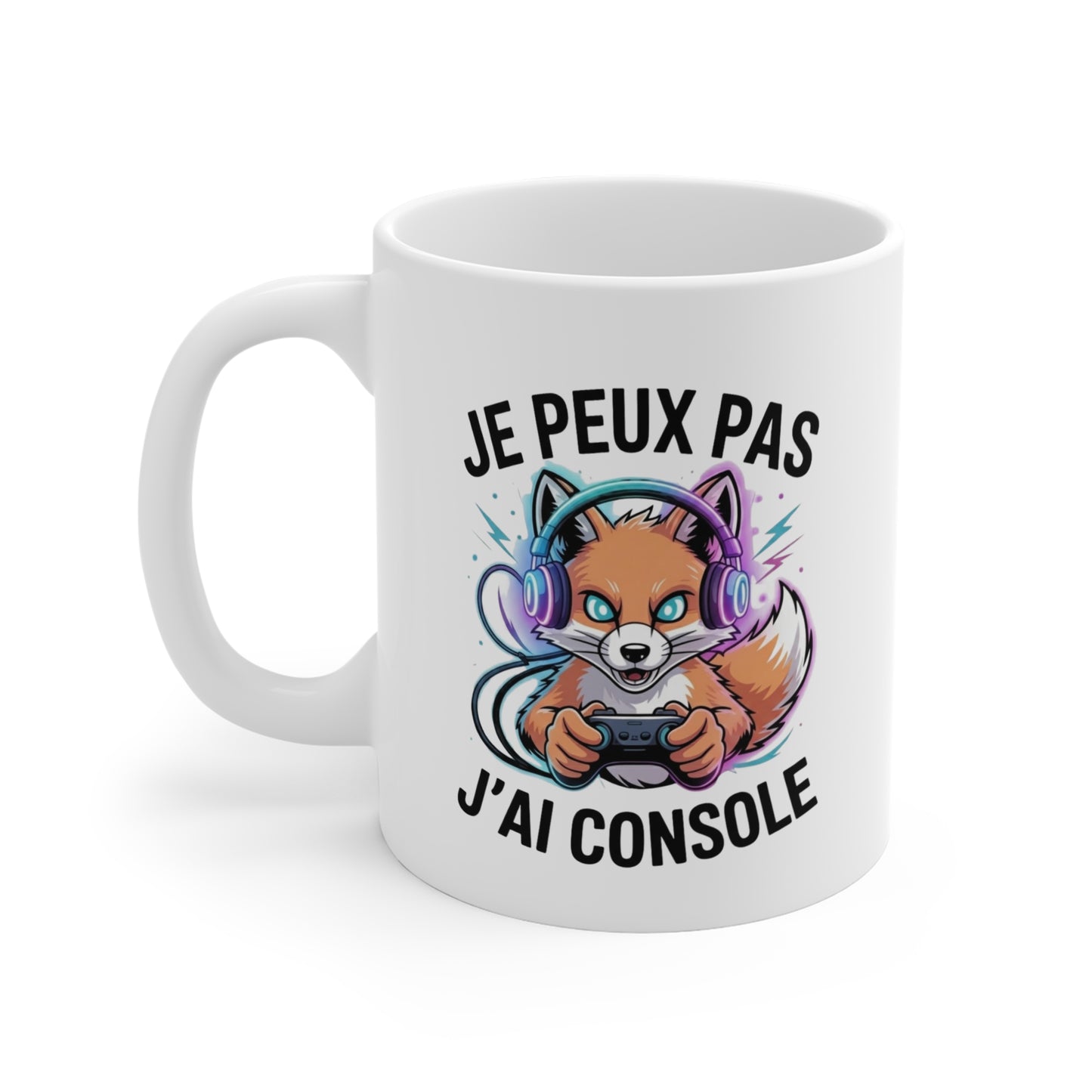 Tasse Gamer Renard – “Je peux pas j’ai console” – Mug Jeu Vidéo Humour Cadeau Geek 325ml