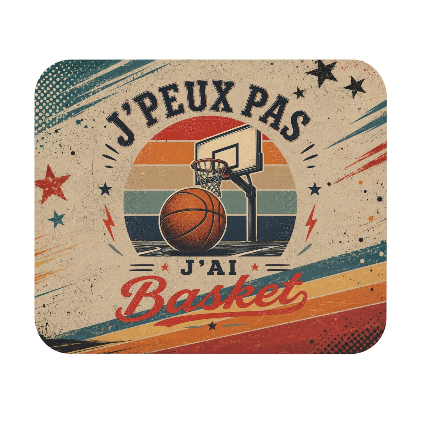 Tapis de Souris J'Peux Pas J'ai Basket Vintage – Cadeau Basket Homme et Femme – Accessoire Bureau Gamer Sport Original