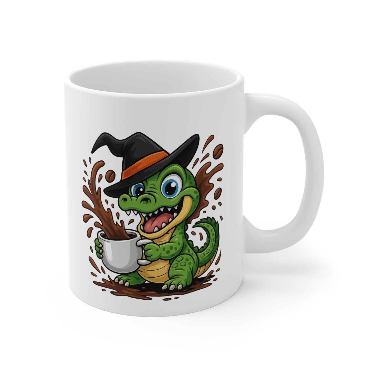 Mug Céramique Crocodile Sorcier Café – Tasse Halloween Animaux Mignonne 325ml – Cadeau Original Thé Chocolat