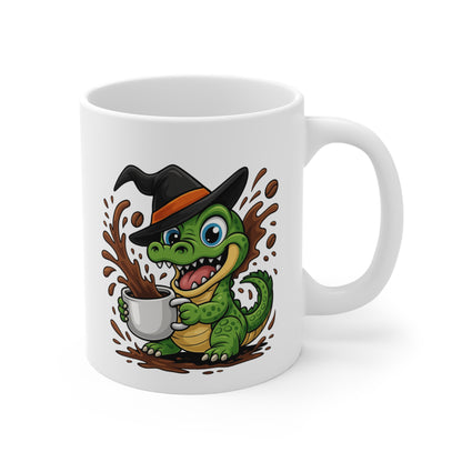 Mug Céramique Crocodile Sorcier Café – Tasse Halloween Animaux Mignonne 325ml – Cadeau Original Thé Chocolat
