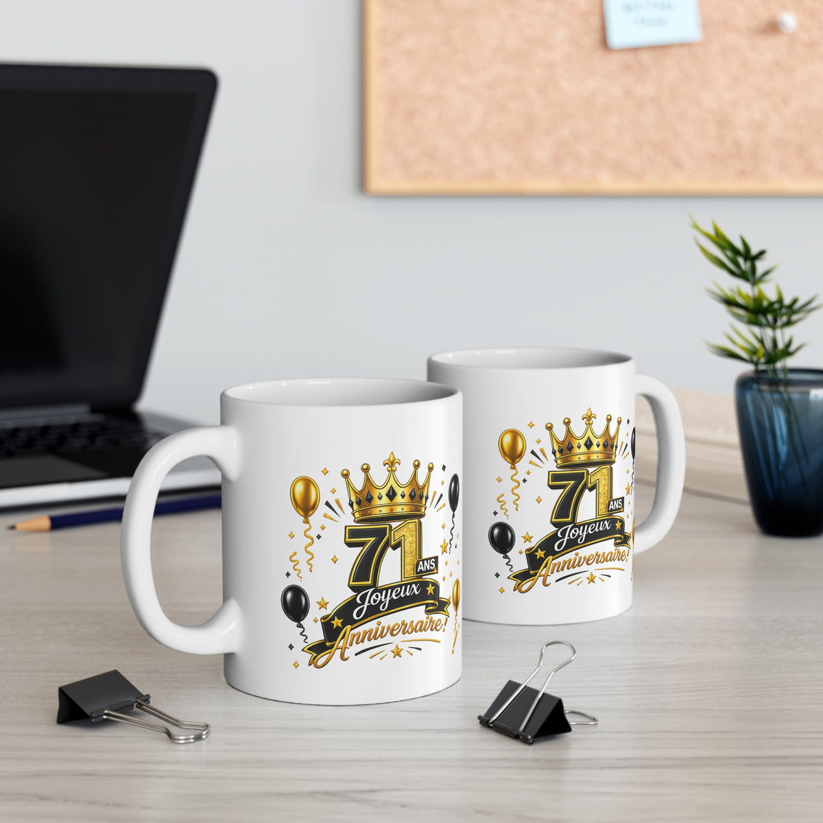 Mug Joyeux 71 Ans – Tasse Anniversaire 71 Ans – Cadeau Original pour Femme Homme – Idée Cadeau 71e Anniversaire