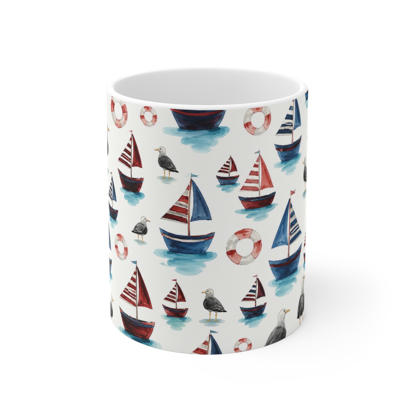 Tasse Marin Aquarelle – Mug Voilier  Bateau Bord de Mer – Cadeau Mer Homme Femme Enfant 325ml