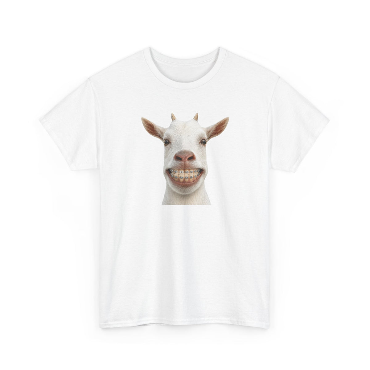 Tee-Shirt Humour Homme et Femme – Chèvre Drôle avec Appareil Dentaire – Idée Cadeau Original Animal Ferme Anniversaire