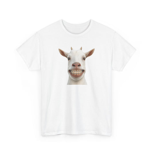 Tee-Shirt Humour Homme et Femme – Chèvre Drôle avec Appareil Dentaire – Idée Cadeau Original Animal Ferme Anniversaire