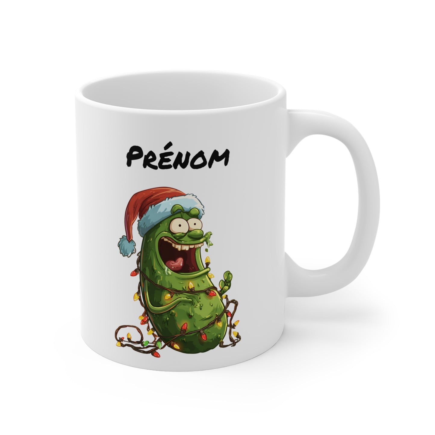 Tasse Personnalisable Cornichon de Noël – Mug Humour Festif et Drôle – Cadeau Original Père Noël 325ml