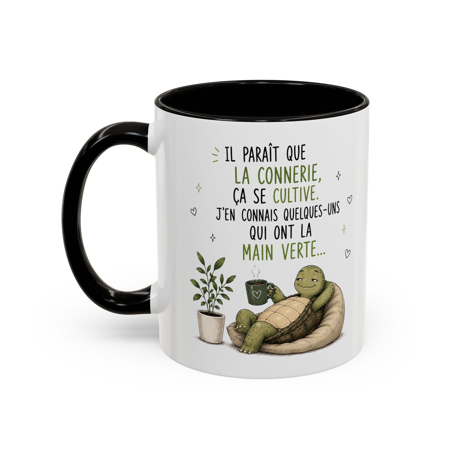 Tasse Tortue Drôle Homme et Femme – Mug Humour Jardinage Plantes Main Verte – Cadeau Original Amusant 325 ml