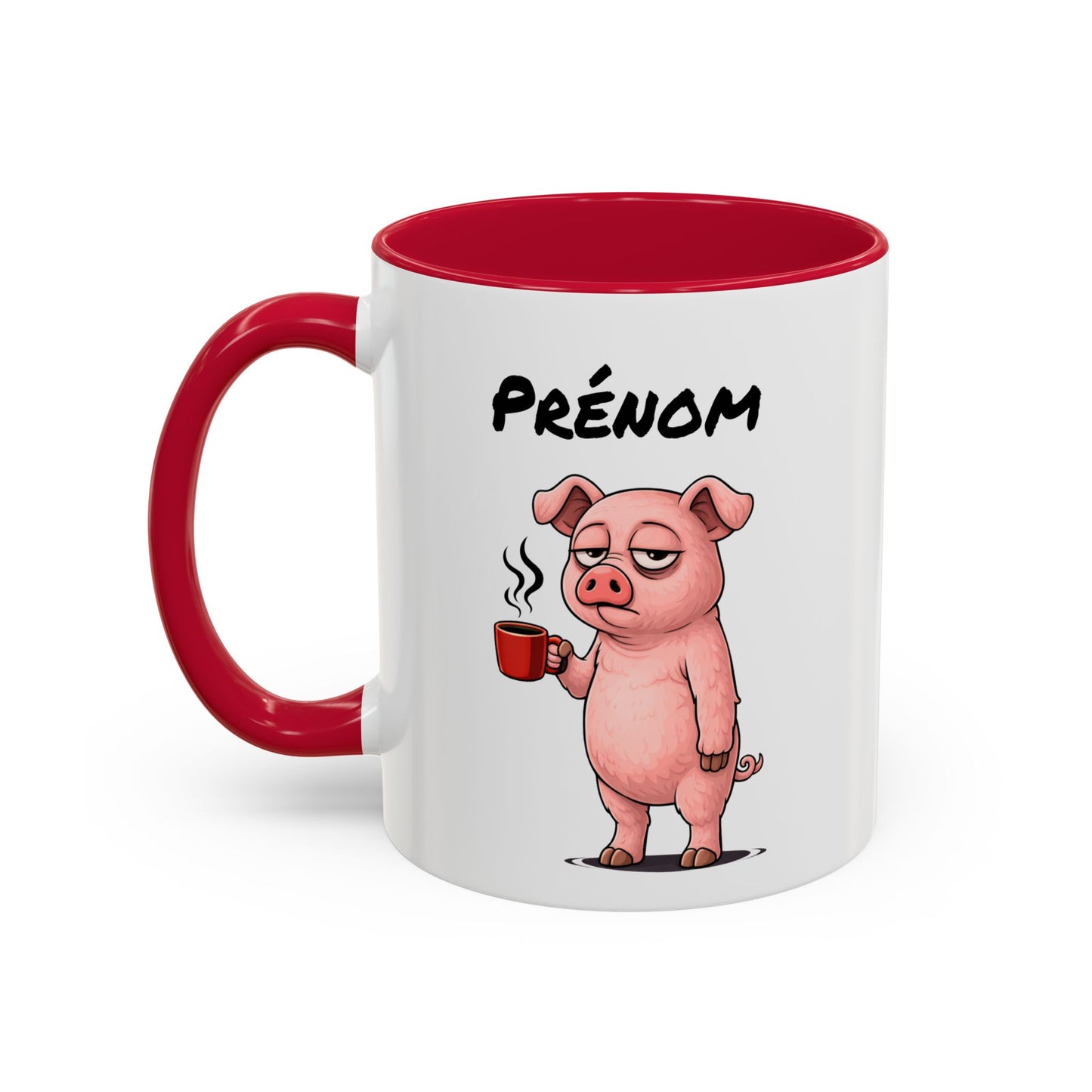 Tasse Cochon avec Café – Mug Animal Humoristique Fatigue – Illustration Cartoon 325ml