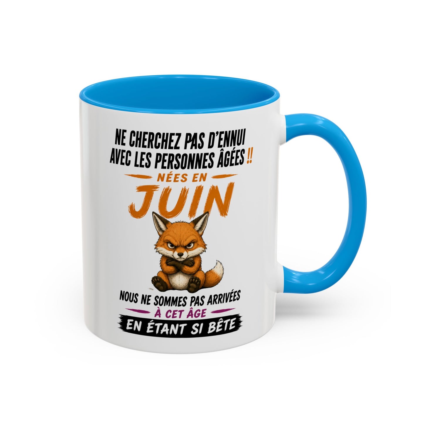Tasse Humour Personnes Nées en Juin – Mug Renard Drôle Senior Retraité – Cadeau Anniversaire Homme Femme 325ml