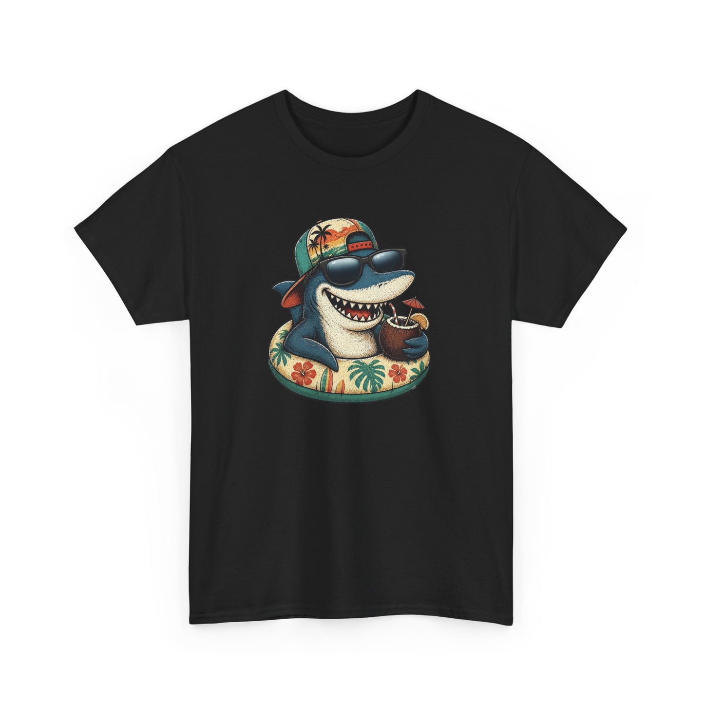 Tee-Shirt Requin Homme et Femme – Cadeau Humour Vacances Été Plage – Requin Cool Lunettes de Soleil Style Tropical Original