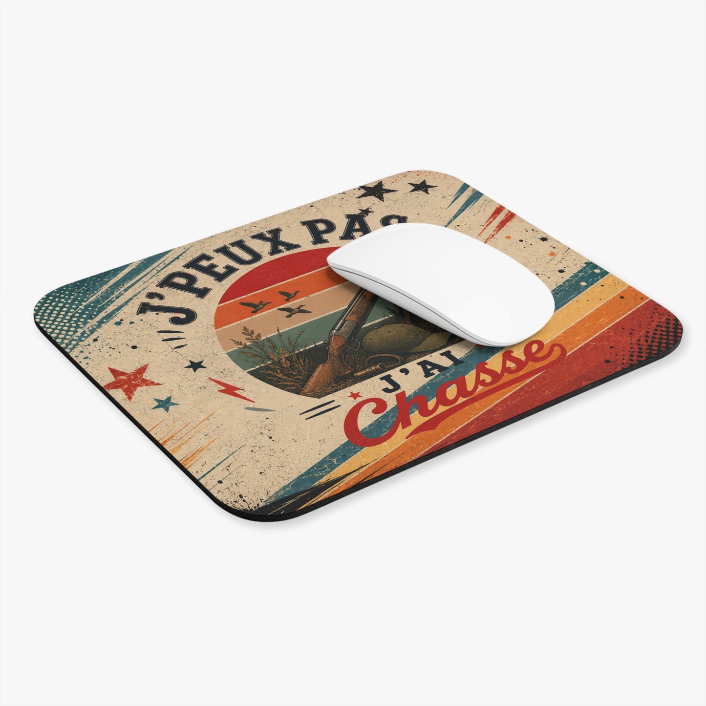 Tapis de Souris J'Peux Pas J'ai Chasse Vintage – Cadeau Chasse Homme et Femme – Accessoire Bureau Gamer Chasseur Original