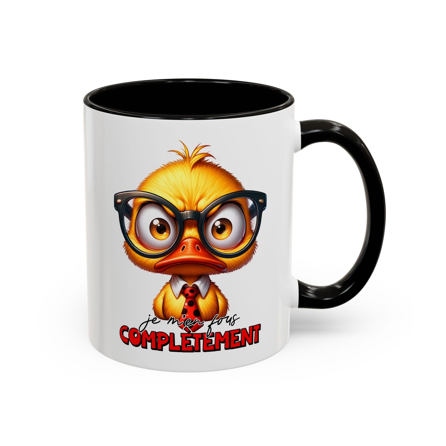 Tasse Je M’en Fous Complètement – Mug Canard Humour Geek Cartoon – Cadeau Drôle Homme Femme 325ml