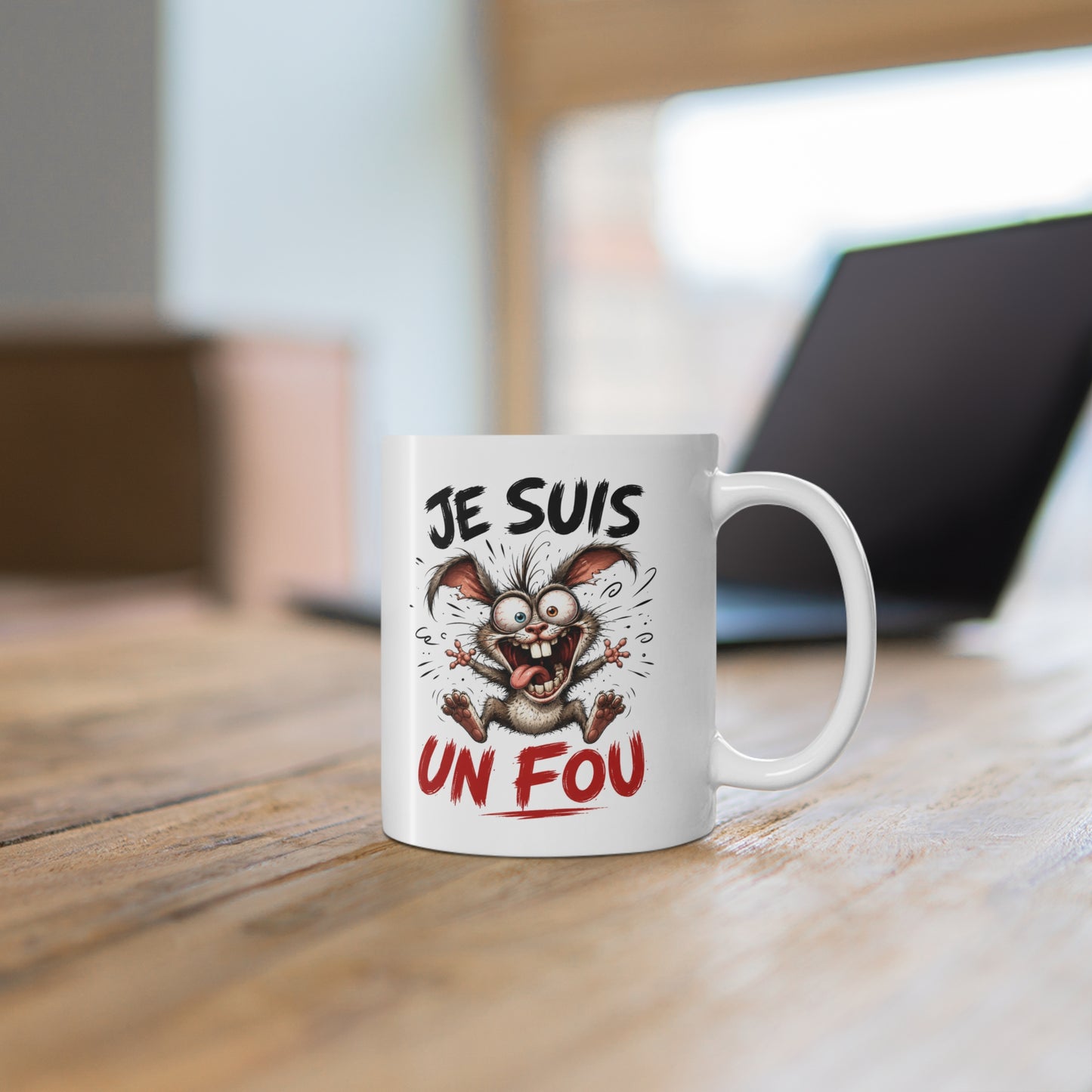 Tasse Je Suis Un Fou – Mug Humour Homme avec Lapin Fou Délirant – Cadeau Drôle Homme 325ml