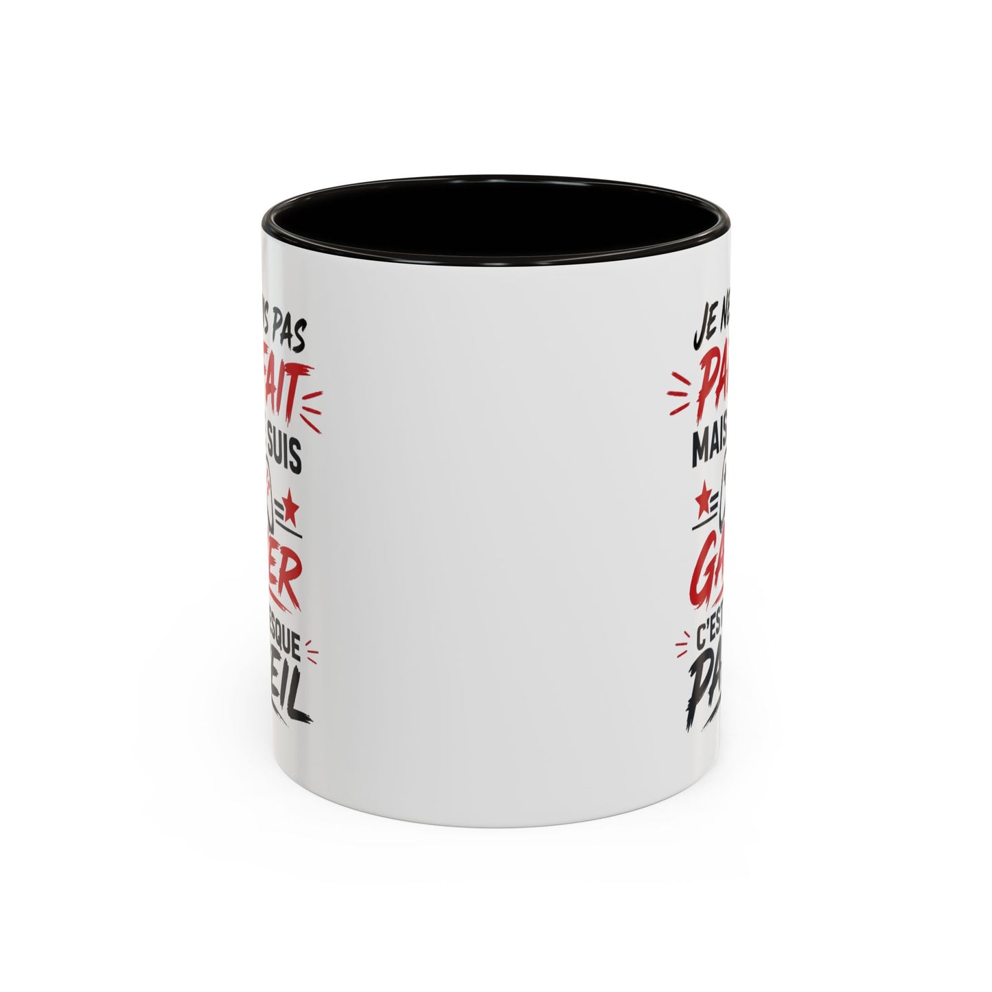 Mug Gamer Humour – Je Ne Suis Pas Parfait Mais Je Suis Gamer – Tasse Geek Drôle Cadeau Gaming Céramique 325ml Noir Rouge