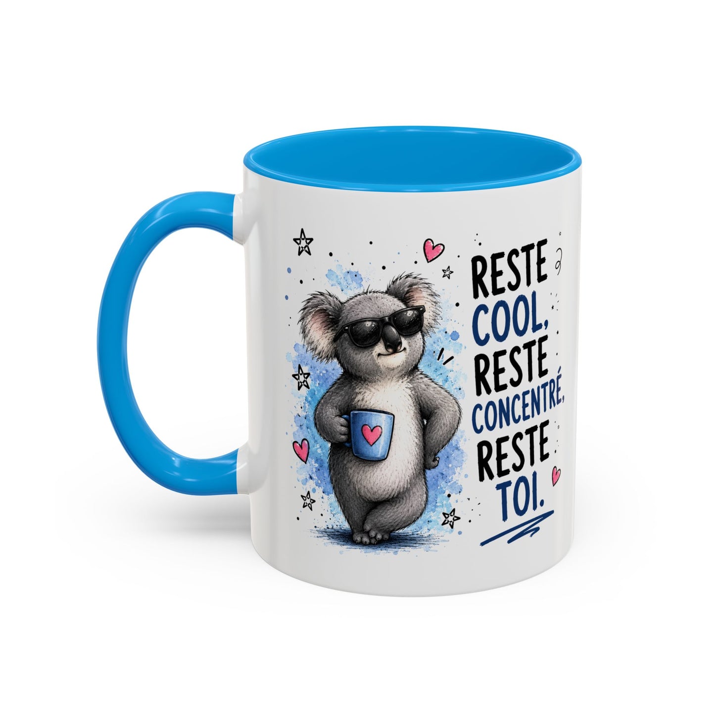Tasse Koala Drôle Homme Femme – Mug Reste cool reste concentré reste toi – Cadeau Humour Positif 325 ml