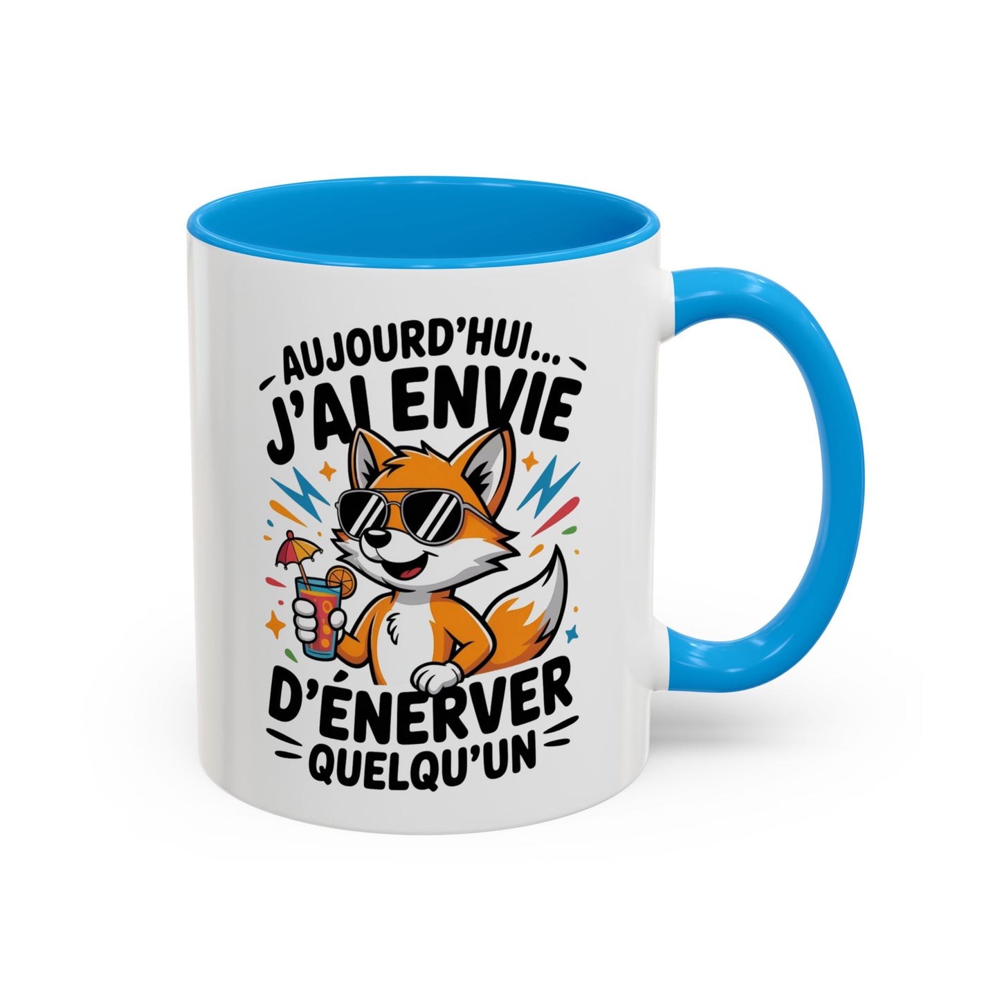 Mug Renard Humoristique – Tasse Animal Drôle Citation Fun – Cadeau Original Humour – Céramique 325ml Noir Bleu Rouge