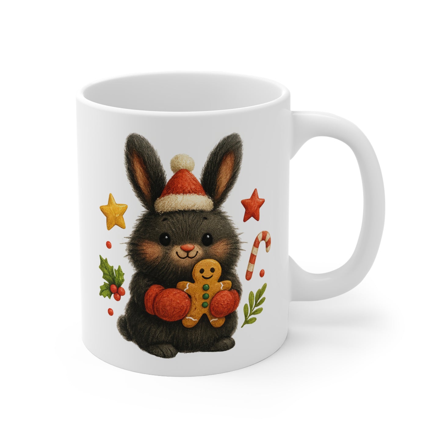 Tasse Céramique Lapin Noël Mignon – Mug Hiver Festif – Cadeau Gourmand et Doux 325 ml