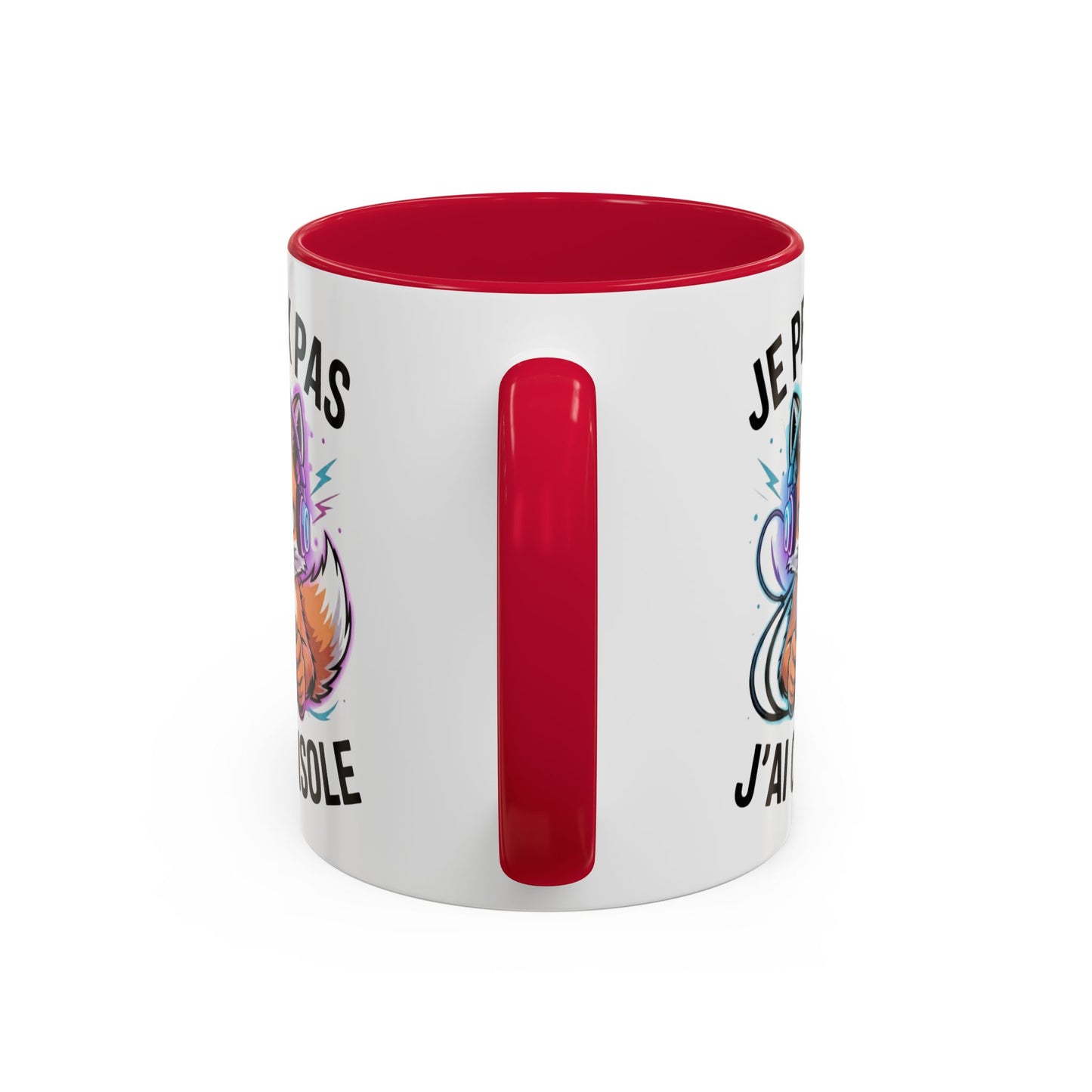 Mug Gamer Humoristique – Tasse Gaming Renard Casque Manette – Cadeau Joueur Geek – Céramique 325ml Noir Bleu Rouge