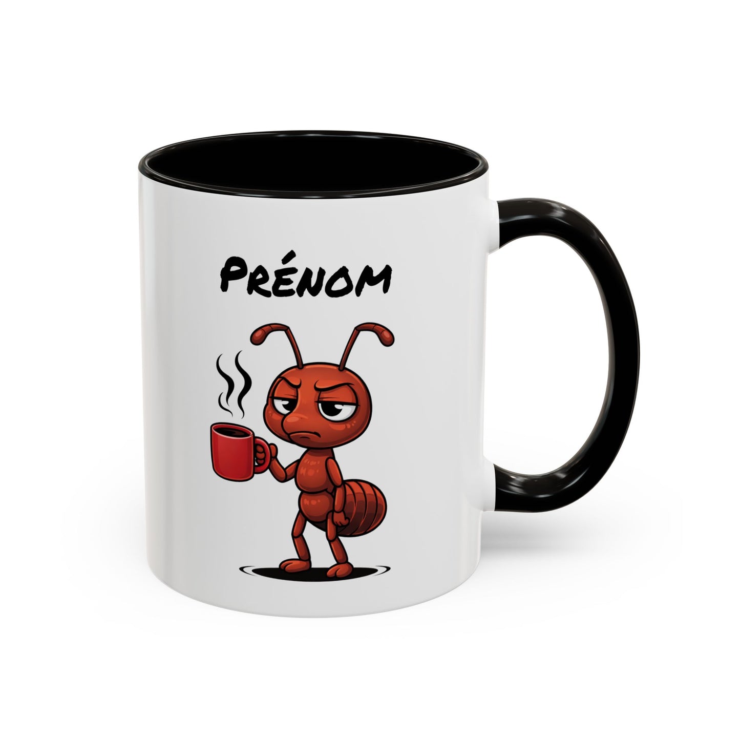 Mug Fourmi Fatiguée Personnalisable 325ml – Tasse Café Humoristique Prénom Cadeau Original Noir Bleu Rouge