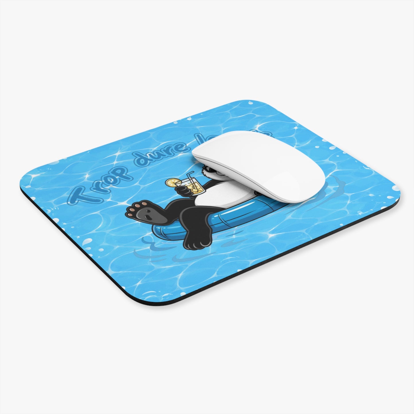Tapis de Souris 22x18cm Humour Trop Dure la Vie Panda Détente Cadeau Homme Femme Bureau Gaming Été