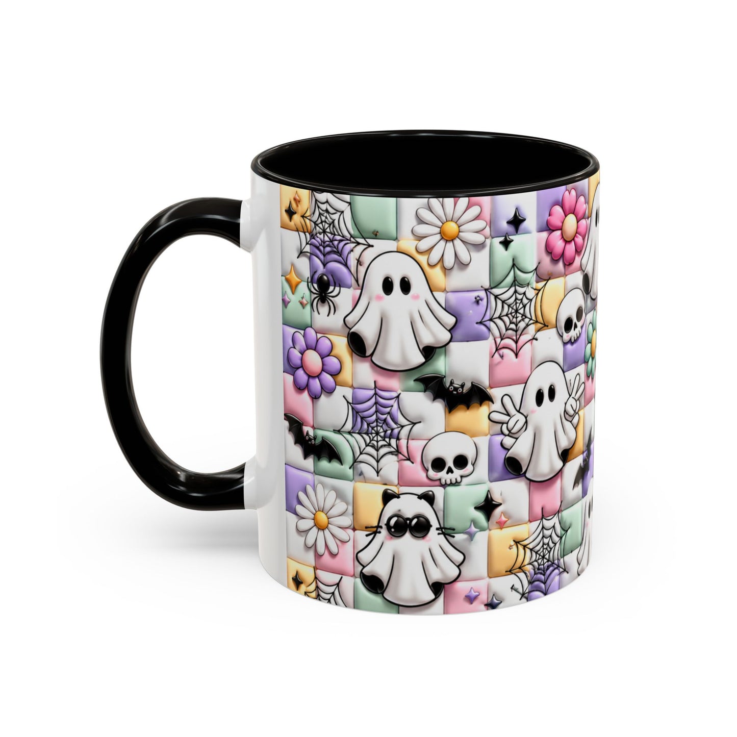 Tasse Fantômes Kawaii Halloween – Mug Cute Goth Pastel avec Chauves-Souris et Toiles – Cadeau Femme Fille 325ml