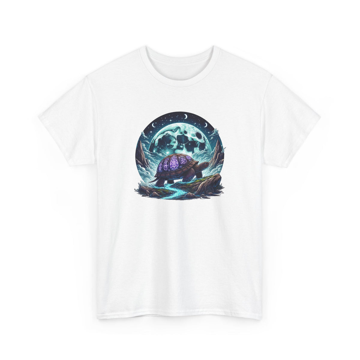 Tee Shirt Tortue Mystique Homme Femme – T-Shirt Tortue Lune Univers Fantastique – Illustration Magique – Idée Cadeau Originale