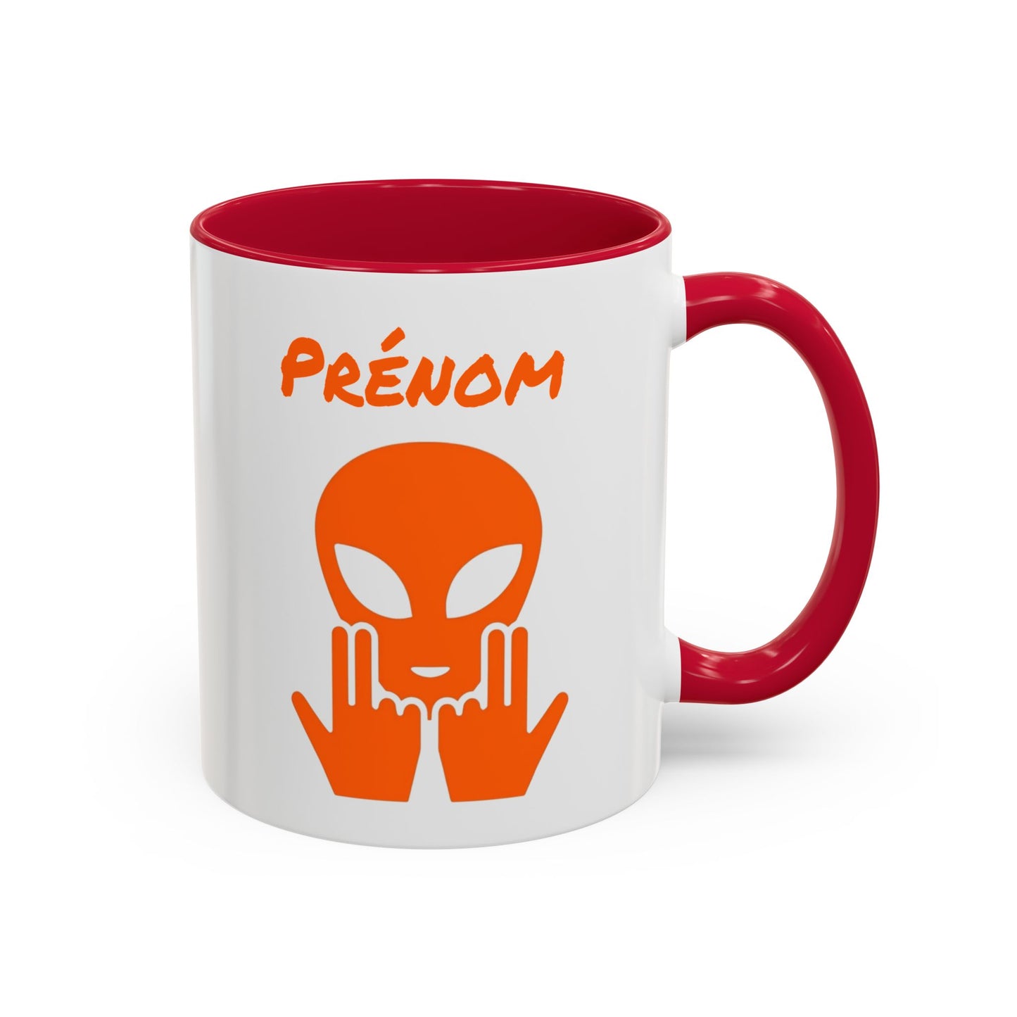 Mug Alien Personnalisé avec Prénom Tasse Humour Orange OVNI Signe Jul Cadeau Drôle et Original  Noir Bleu Rouge