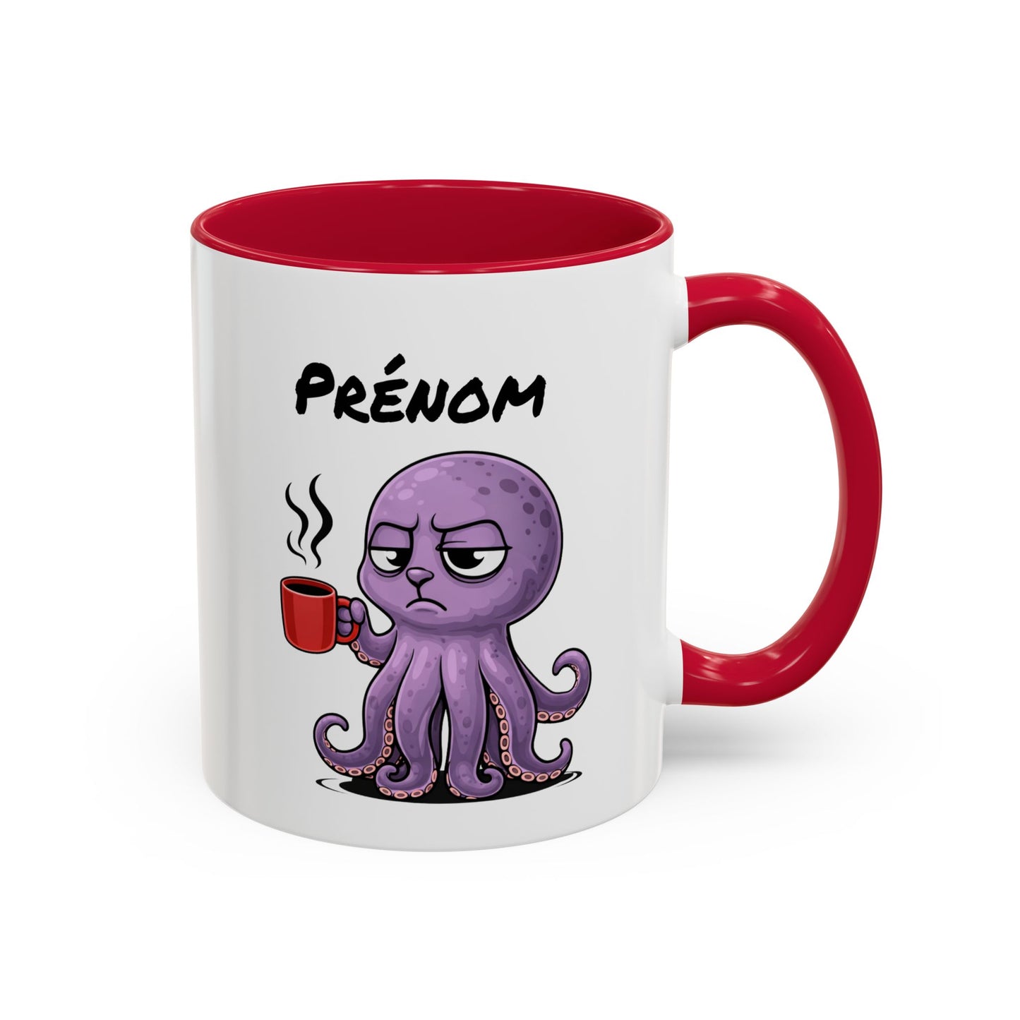 Mug Poulpe Fatigué Personnalisable 325ml – Tasse Café Humour Animal Marin Drôle Réveil Difficile Bureau