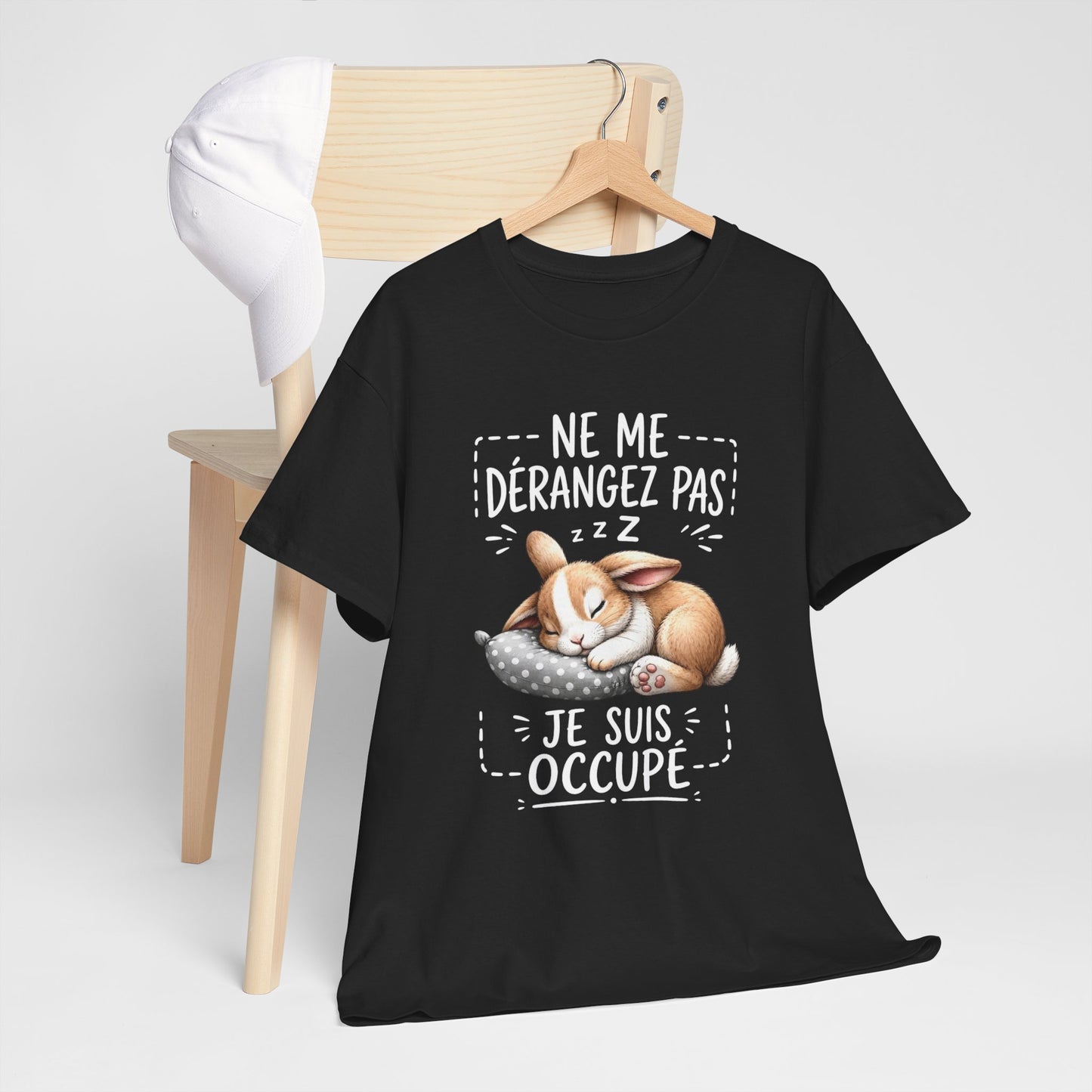 Tee Shirt Ne Me Dérangez Pas Je Suis Occupé – T-Shirt Lapin Dormeur Humour – Cadeau Homme Femme Animal Adorable