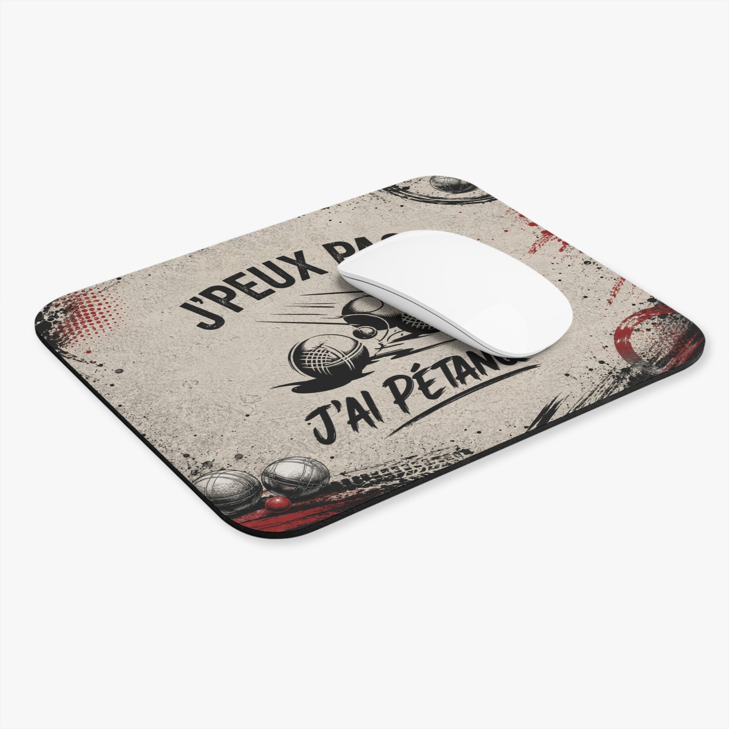 Tapis de Souris 22X18cm Pétanque Humour J'Peux Pas J'ai Pétanque Cadeau Joueur de Boules Sport Loisir