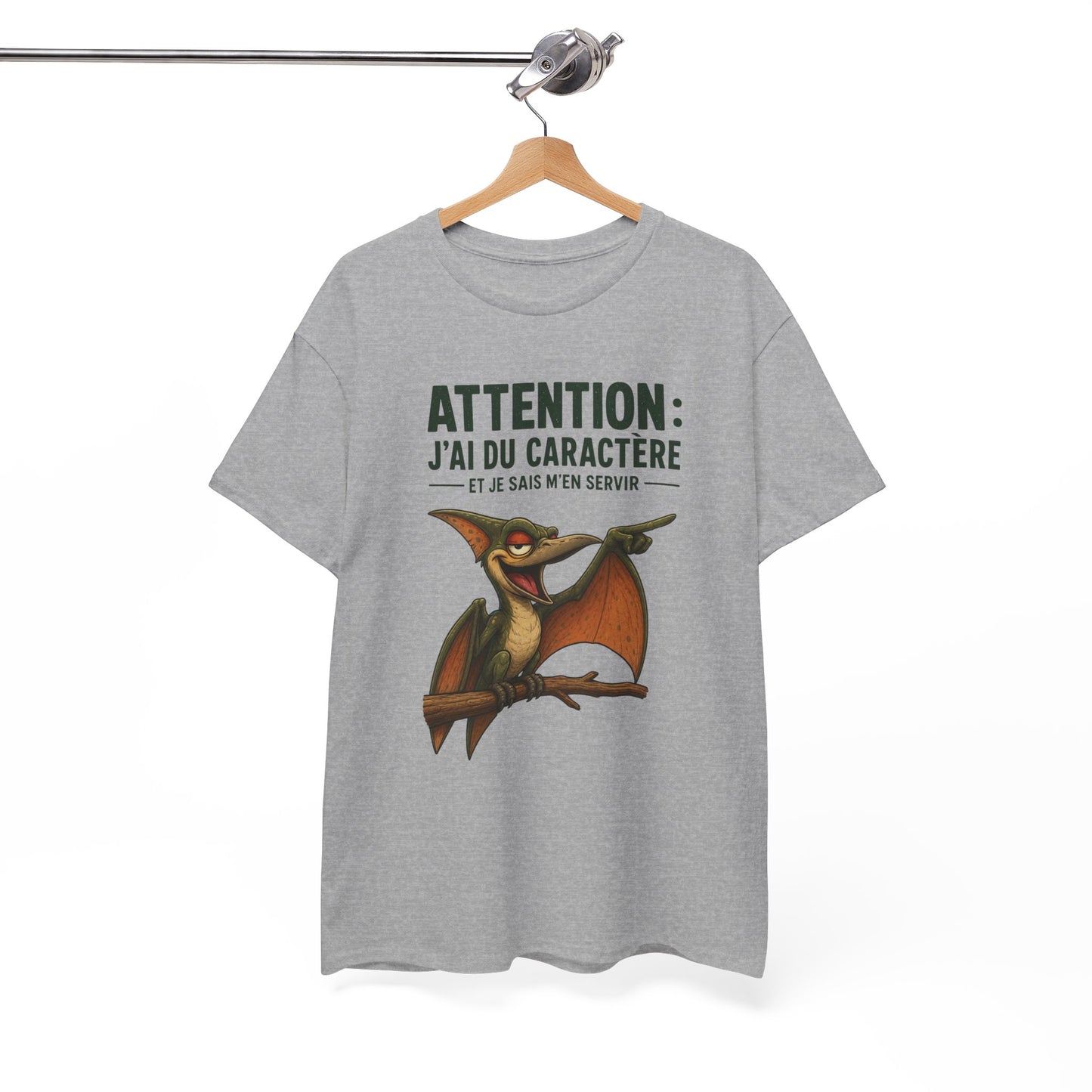 T-Shirt Humour Homme et Femme – Dinosaure Volant Drôle – Gros Caractère Sarcastique – Cadeau Original Anniversaire