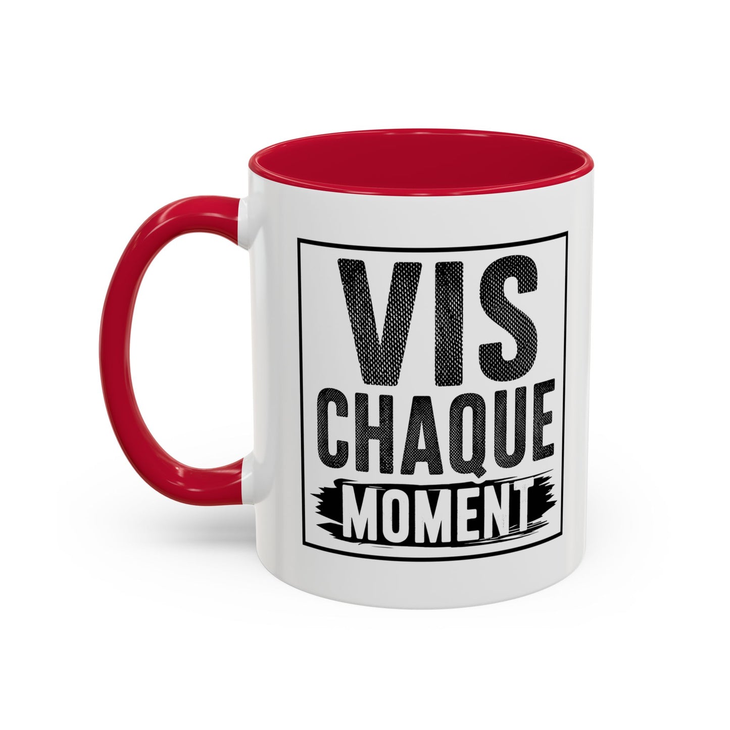 Mug Citation Positive – Vis Chaque Moment – Tasse Motivation Développement Personnel – Cadeau Homme et Femme Noir Bleu Rouge