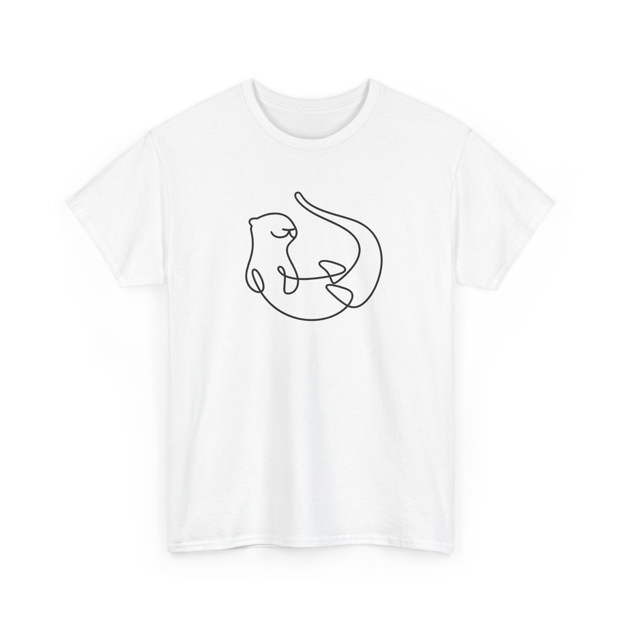 Tee Shirt Homme et Femme Chat Minimaliste Félin Dessin Line Art Original Amoureux des Chats Idée Cadeau