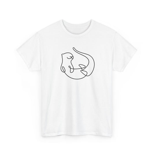 Tee Shirt Homme et Femme Chat Minimaliste Félin Dessin Line Art Original Amoureux des Chats Idée Cadeau