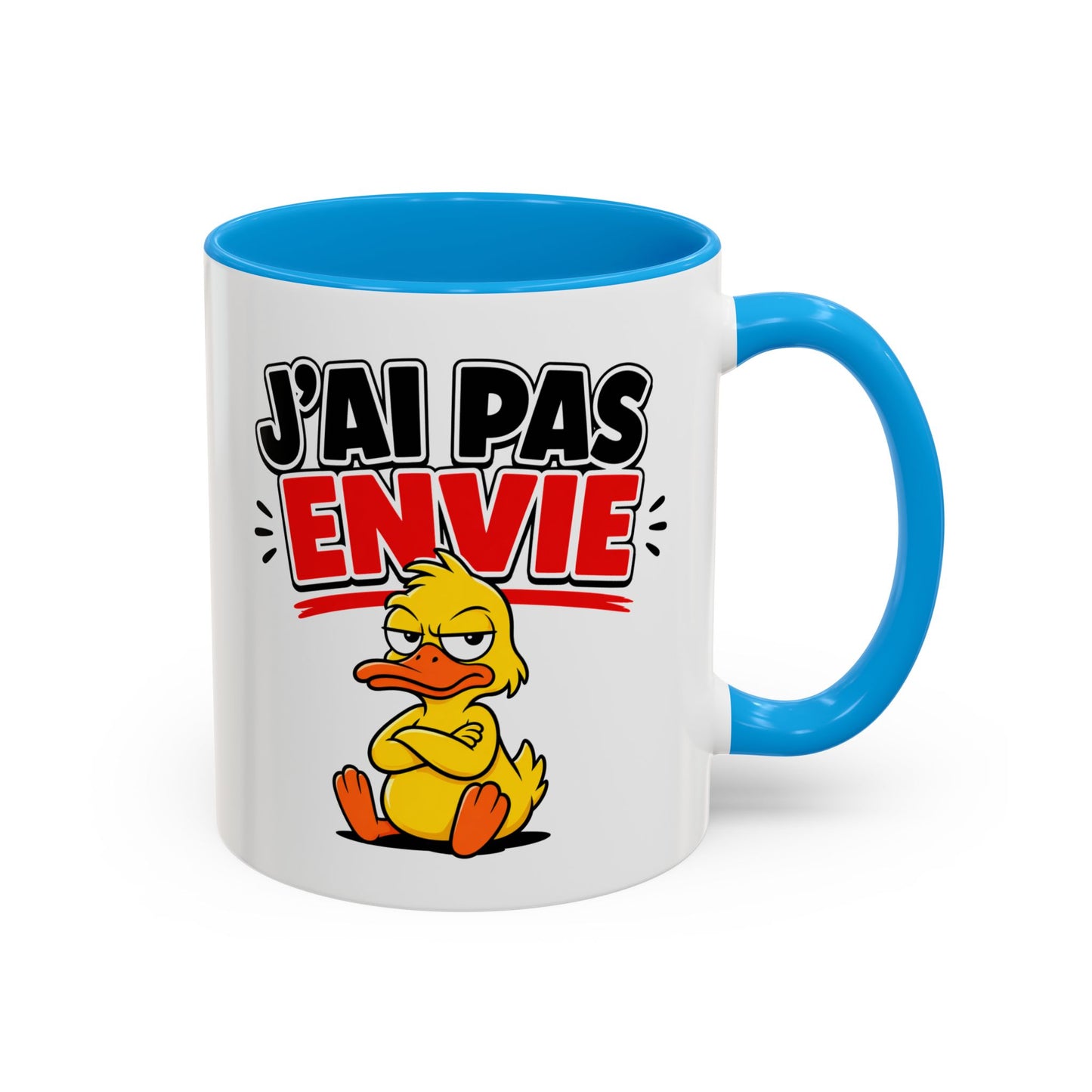 Mug Drôle J’ai Pas Envie – Tasse Humoristique avec Canard Boudeur – Cadeau Humour Bureau Travail Café 325ml