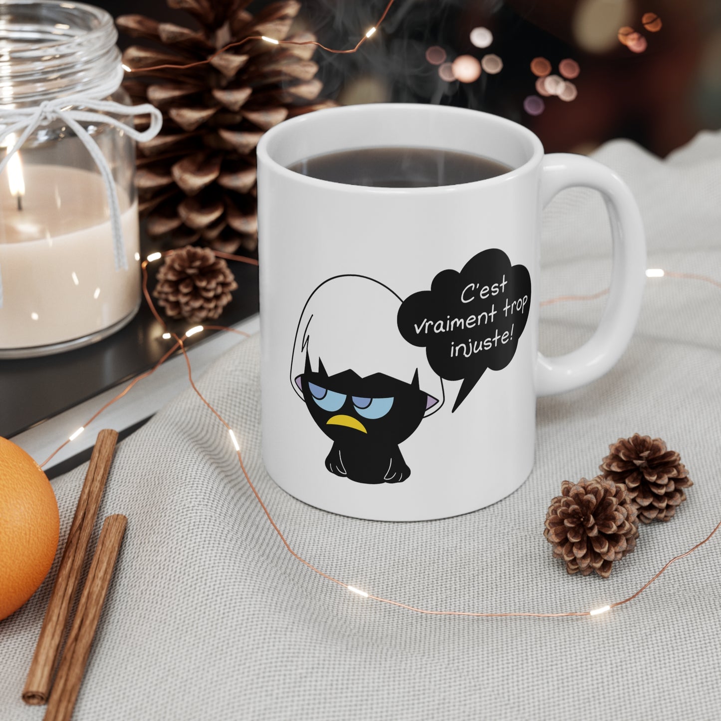 Mug Céramique Calimero Grognon – Tasse Humour “C’est Vraiment Trop Injuste” 325ml – Cadeau Original Café
