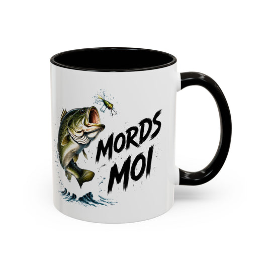 Mug Pêche Humoristique – Tasse Poisson avec Leurre – Cadeau Homme Amateur de Lac, Rivière et Plein Air – 325 ml Noir Bleu Rouge