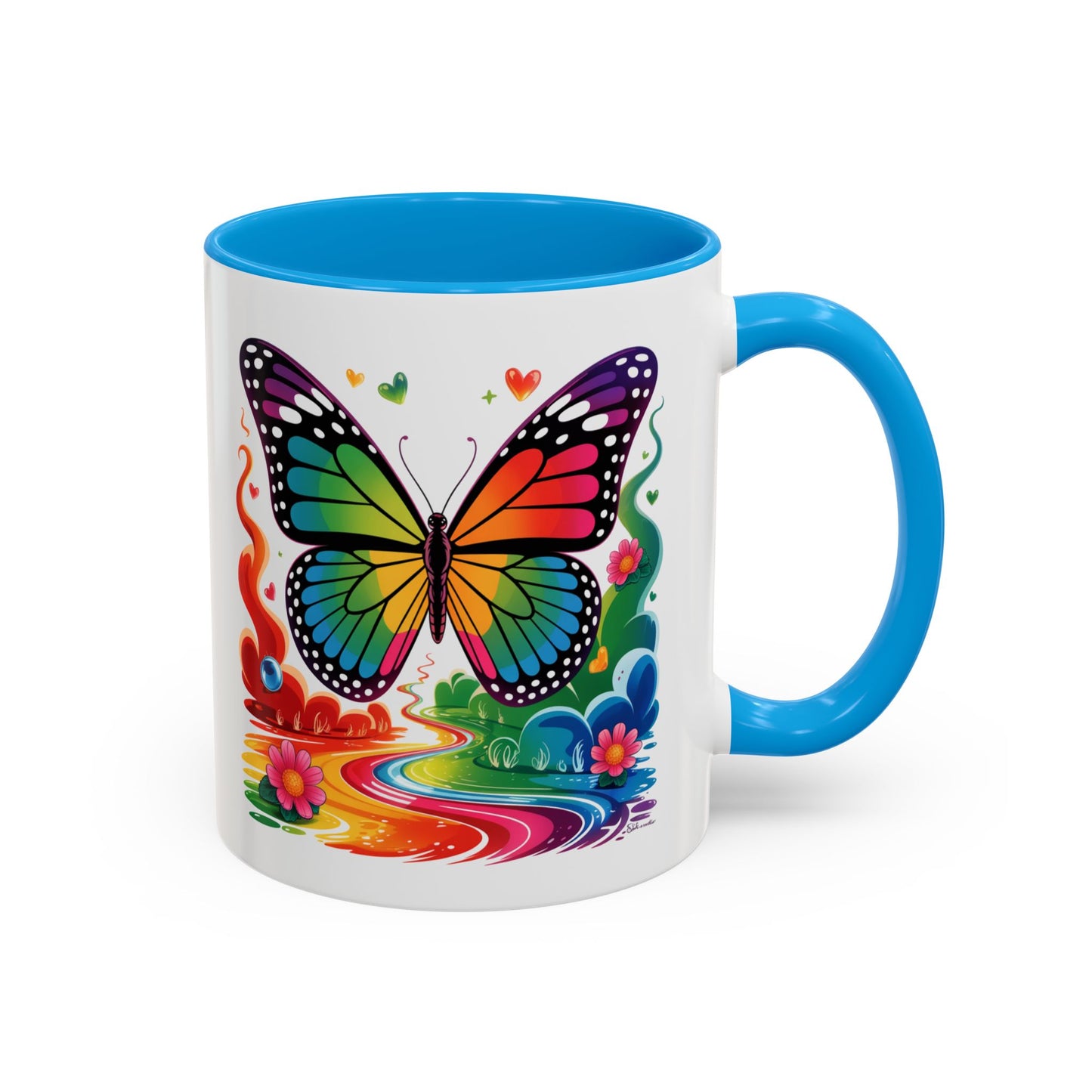 Mug Papillon Multicolore – Tasse Arc-en-Ciel Nature Féérique – Cadeau Artistique et Coloré – Céramique 325ml