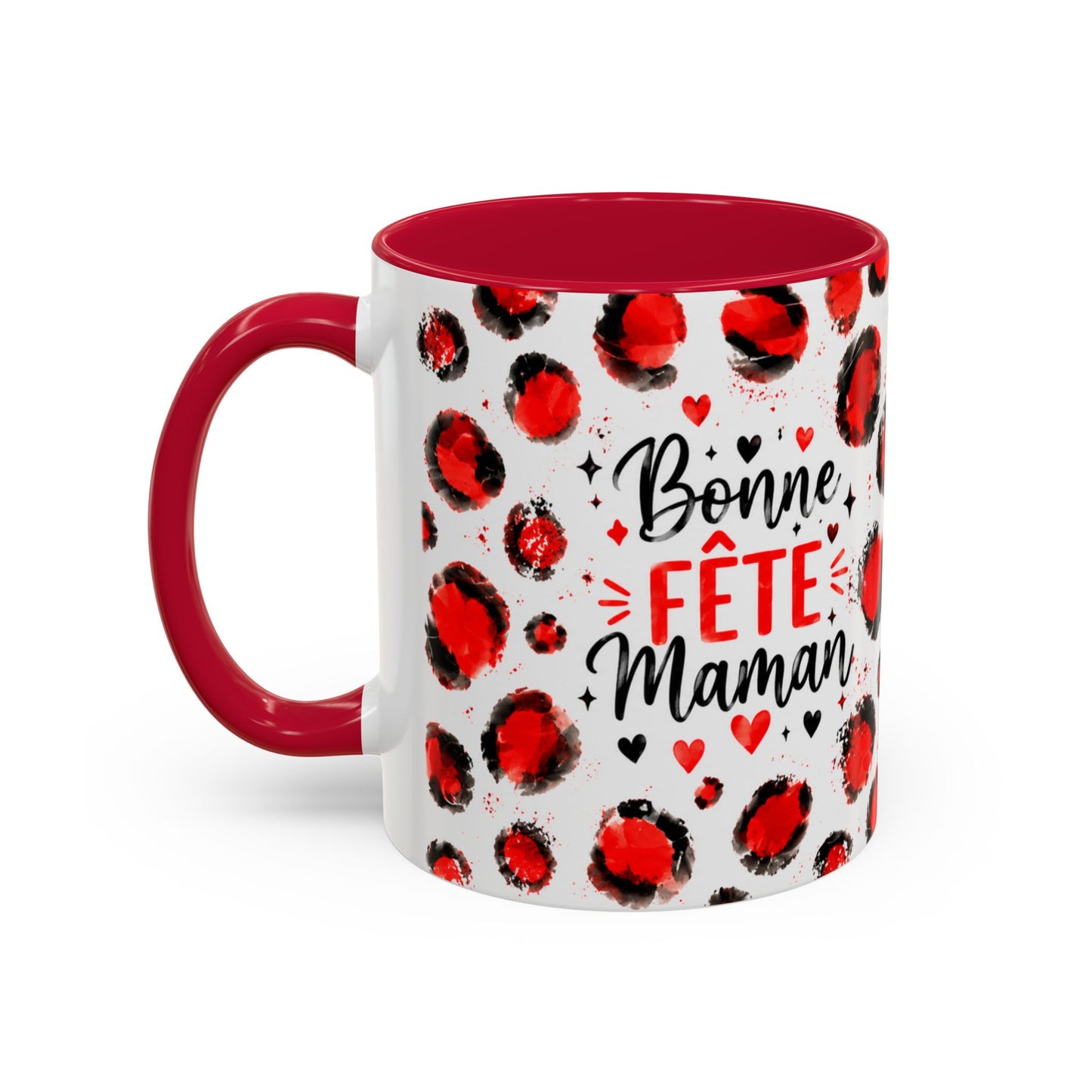 Tasse Bonne Fête Maman – Mug Cadeau Maman avec Cœurs Rouges – Idée Fête des Mères 325ml