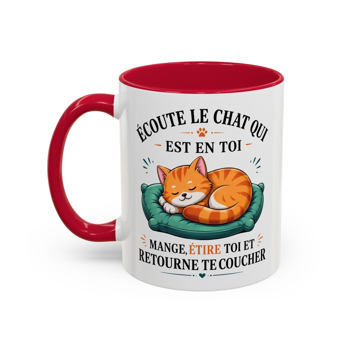 Tasse Écoute Le Chat Qui Est En Toi – Mug Chat Humoristique et Relax – Cadeau Femme Homme Amoureux des Chats 325ml