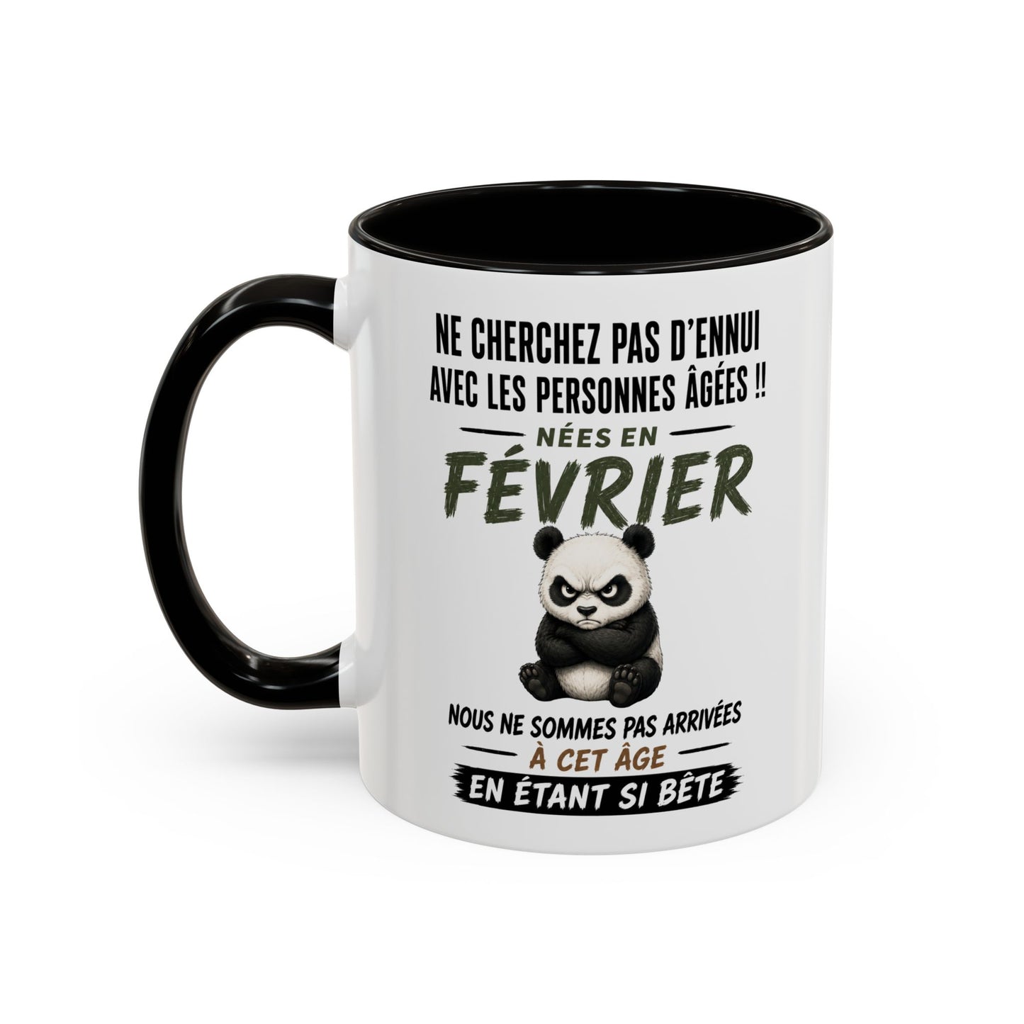 Tasse Humour Personnes Nées en Février – Mug Panda Drôle Senior Retraité – Cadeau Anniversaire Homme Femme 325ml