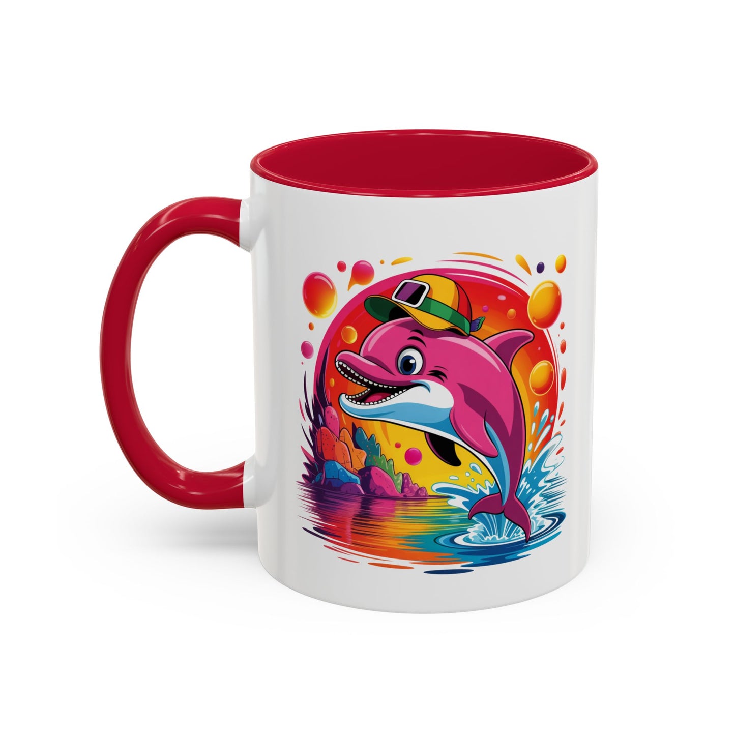 Mug Dauphin Coloré avec Casquette – Tasse Océan Kawaii Design Tropical et Fun – Cadeau Original 325ml