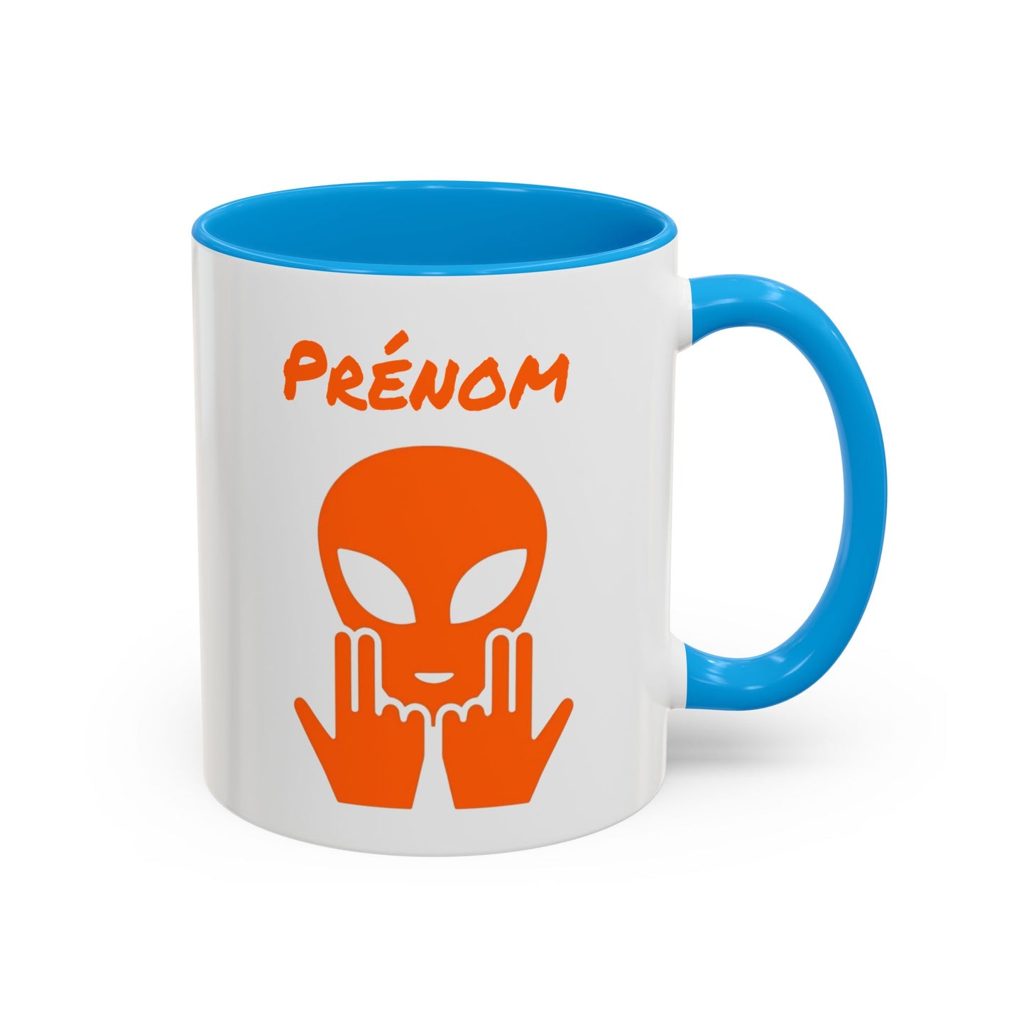 Mug Alien Personnalisé avec Prénom Tasse Humour Orange OVNI Signe Jul Cadeau Drôle et Original  Noir Bleu Rouge