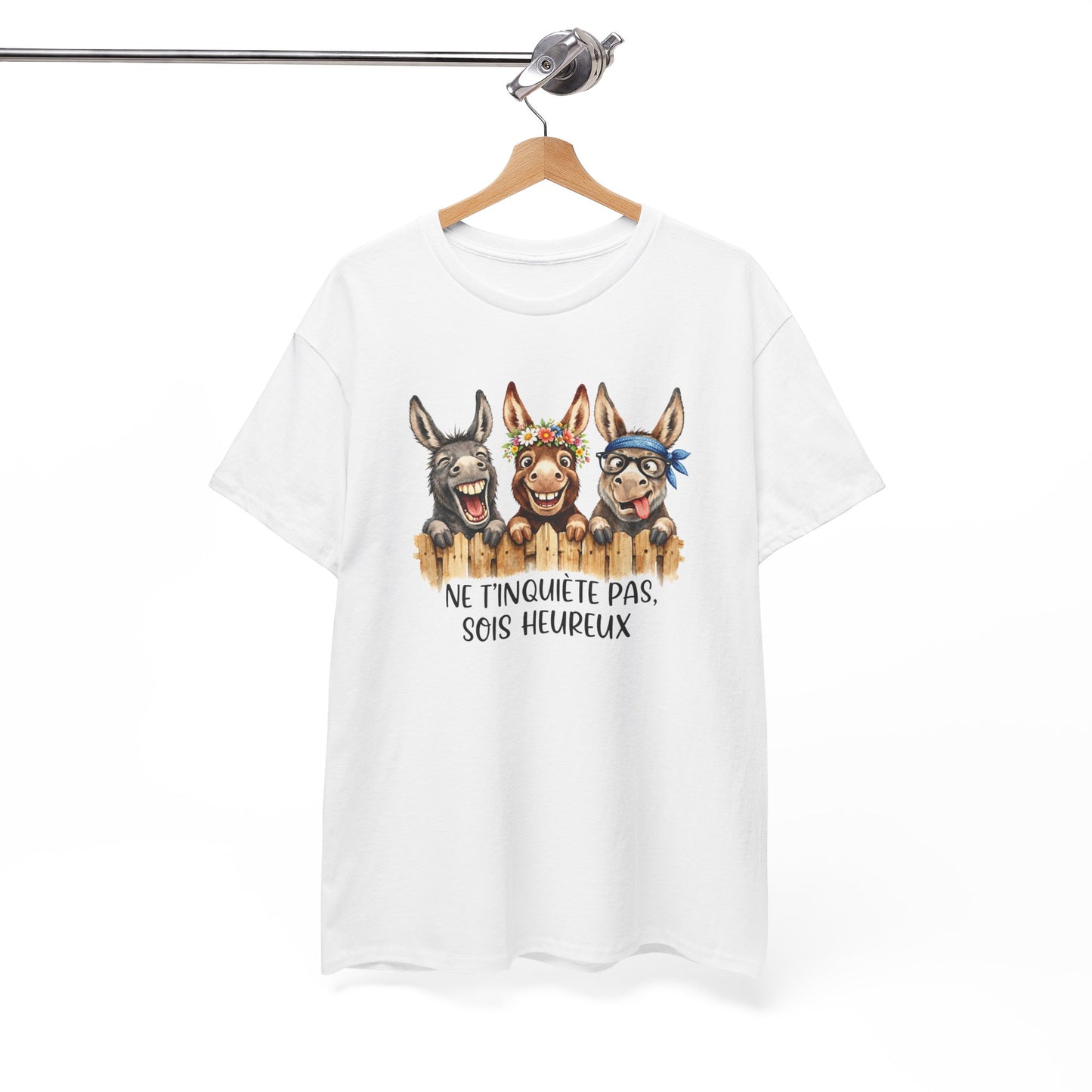 Tee-Shirt Homme et Femme Humour – Ânes Drôles et Rigolos – Cadeau Original Amusant pour Amoureux des Animaux