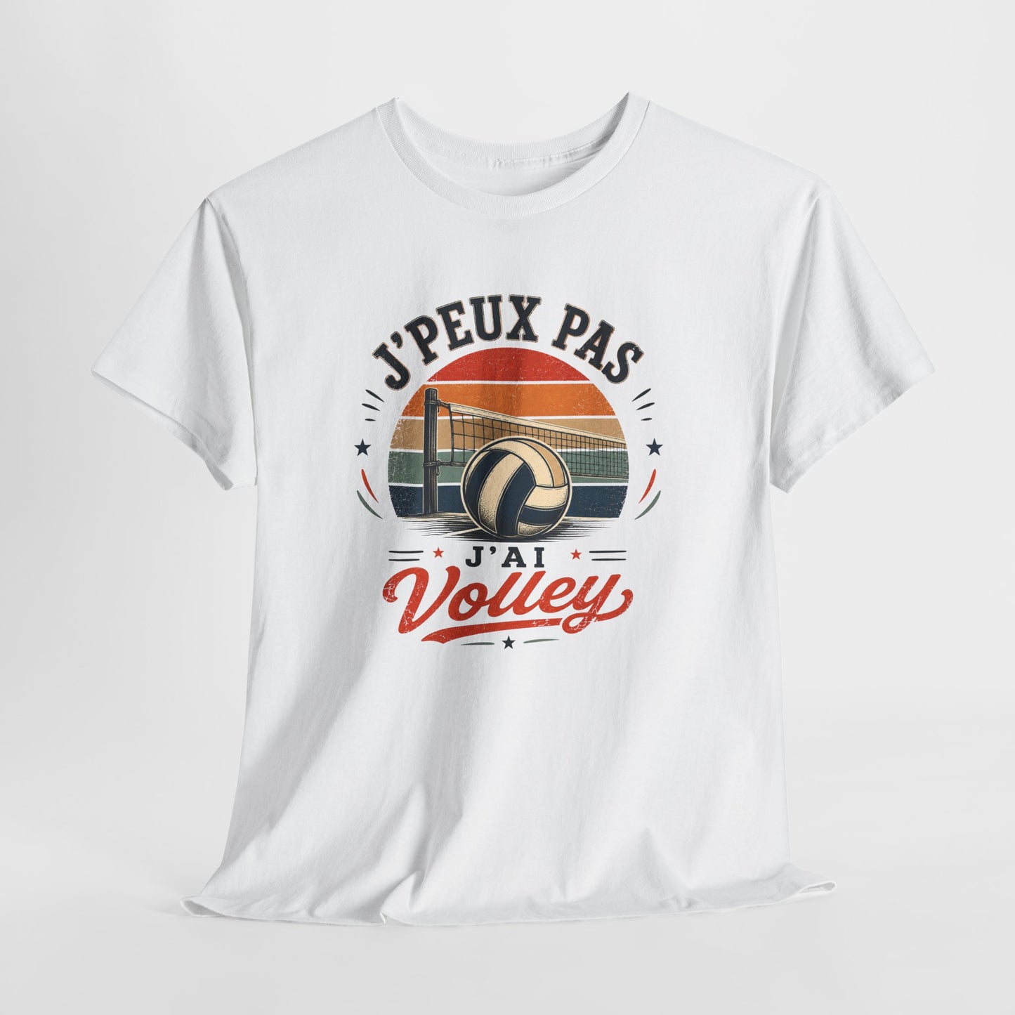 T-Shirt Volley Homme Femme – J’Peux Pas J’Ai Volley – Tee Shirt Volleyball Vintage Ballon Filet Joueur Entraînement Match Cadeau Passion Sport