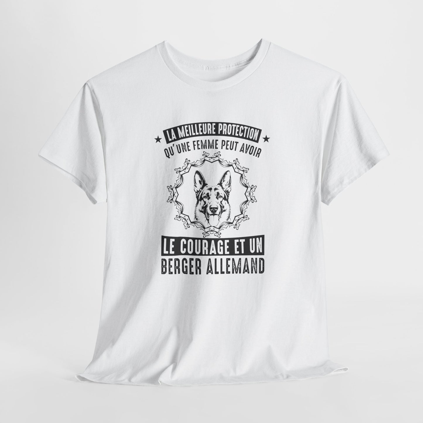 T-Shirt Berger Allemand Femme – Cadeau Amoureuse des Chiens – Chien Protecteur Courageux – Idée Cadeau Maîtresse Berger Allemand