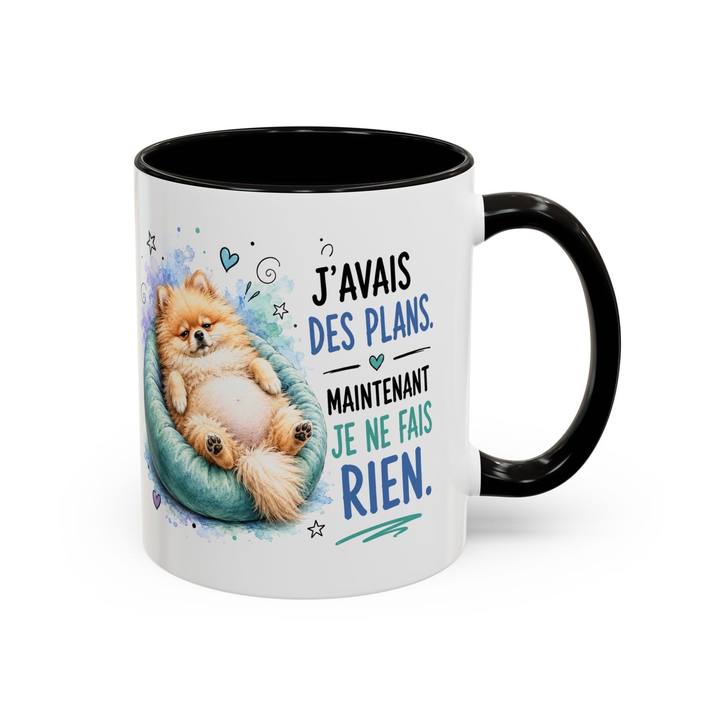 Tasse Spitz Nain Drôle Homme Femme – Mug J'Avais des Plans Maintenant Je Ne Fais Rien – Cadeau Humour Chien 325 ml